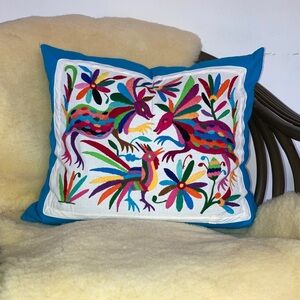 Mexican Hand embroidered Cushion Cover exquisite textile museum art excellent
